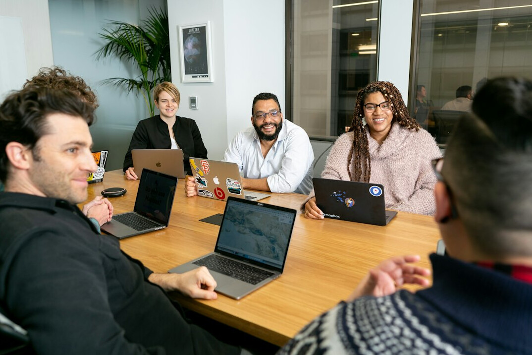 team meeting about software